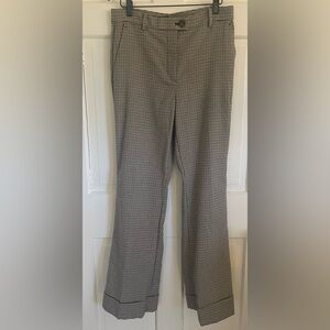 Ann Taylor Houndstooth Black & Beige Cuffed Trouser Plaid Pants Size 6